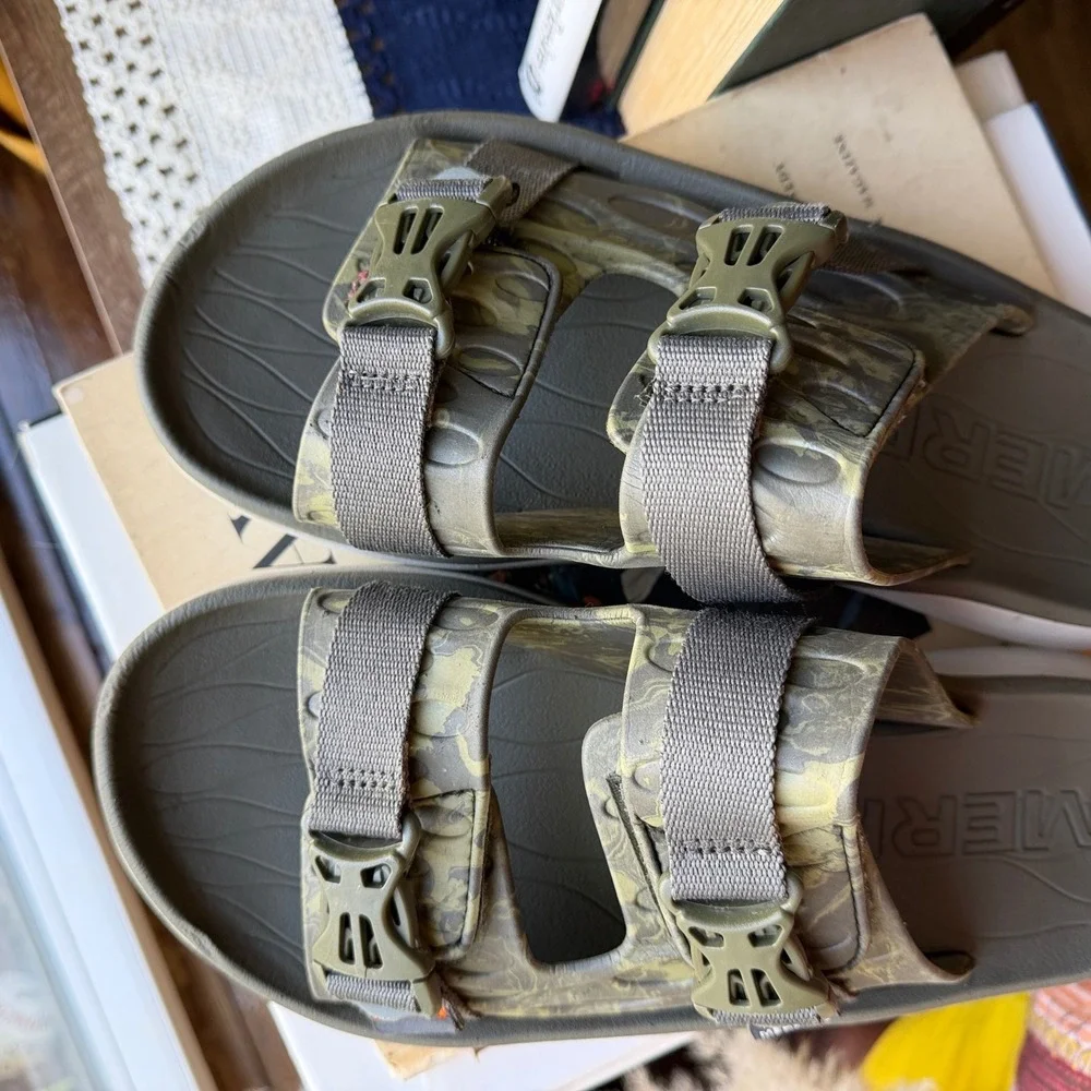 Merrell Hydro Slide 2 Mens 11 Olive Green Camo Adjustable Strap Sandals J005227